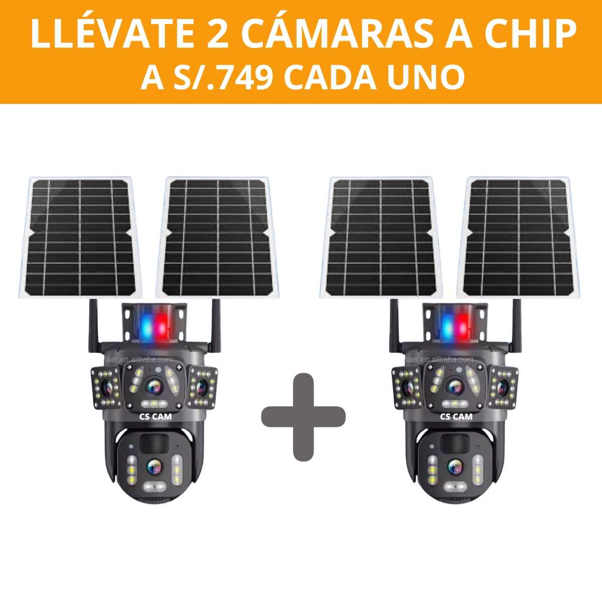 Kit: 2 cámaras solares a chip con doble panel solar