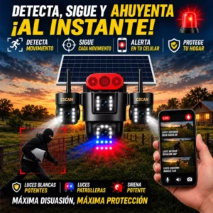 Camara Solar 4G CSCAM Triple lente con Alarma Bocina